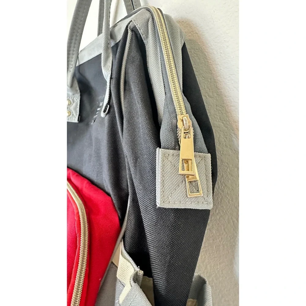 Land Diaper Bag Backpack Women OS‎ Black Red Grey Canvas Chic Mom Travel Utility